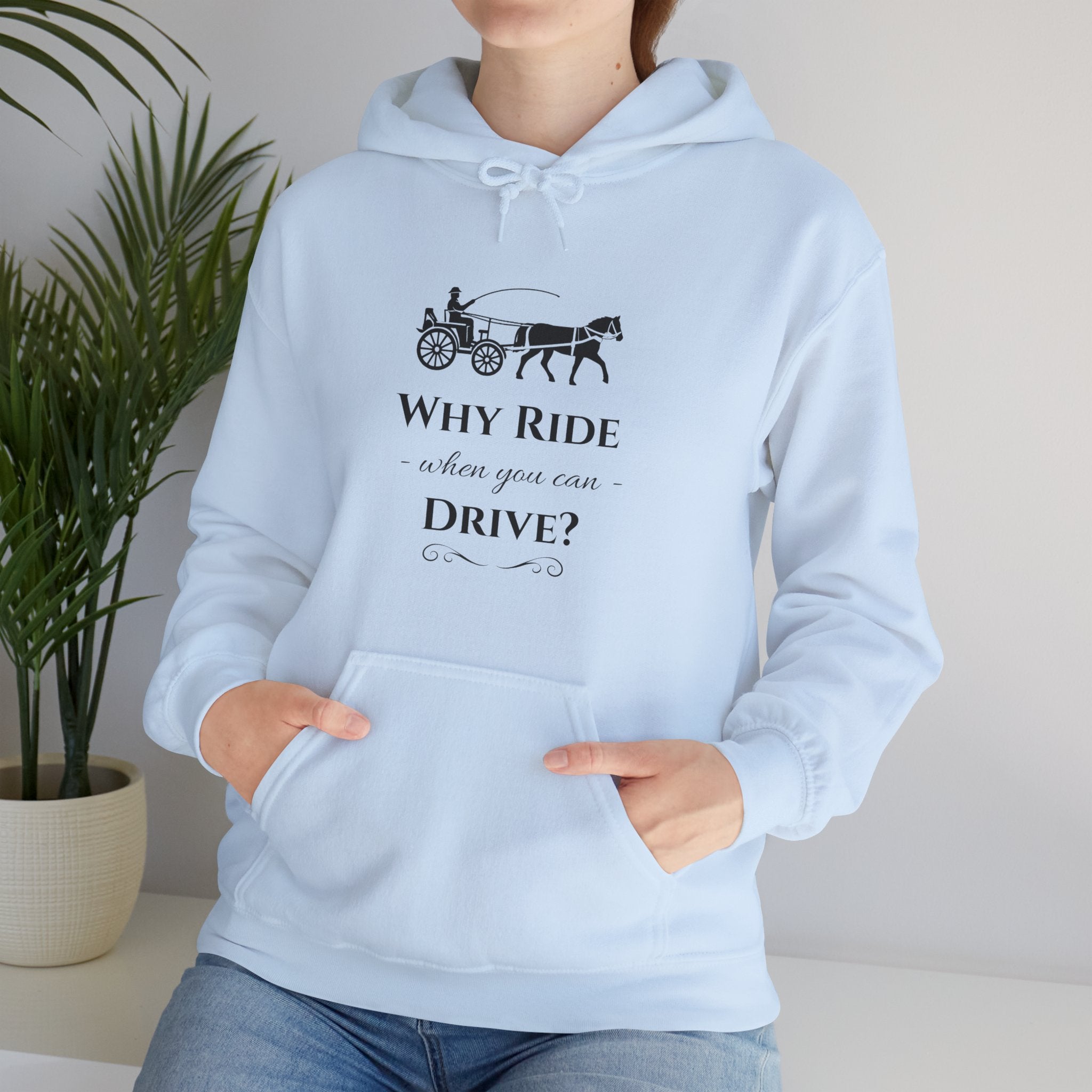 Hoodie – "Why Ride When You Can Drive?" Vintage Carriage Graphic