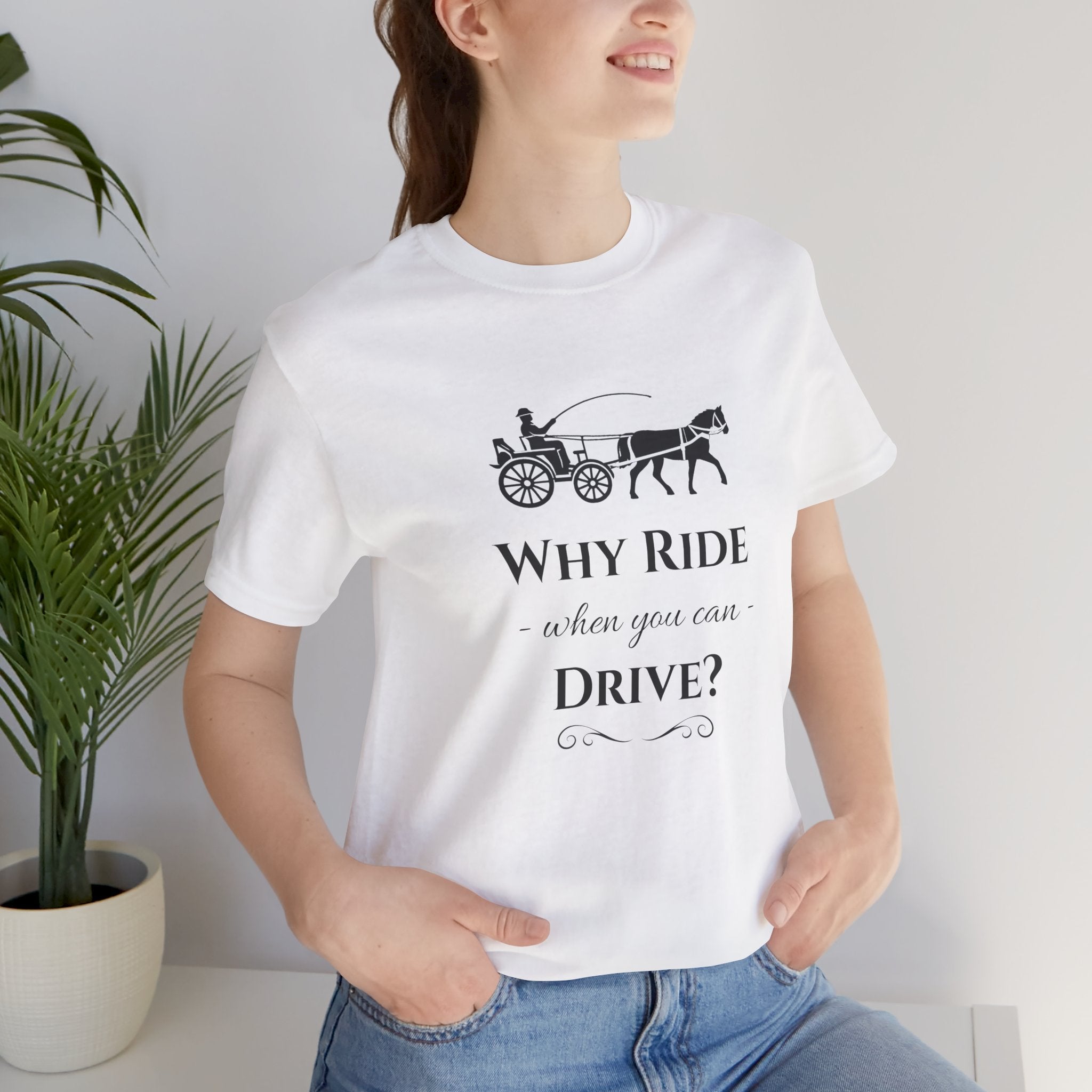 Why Ride When You Can Drive? Tee — Vintage Horse Carriage Graphic T-Shirt