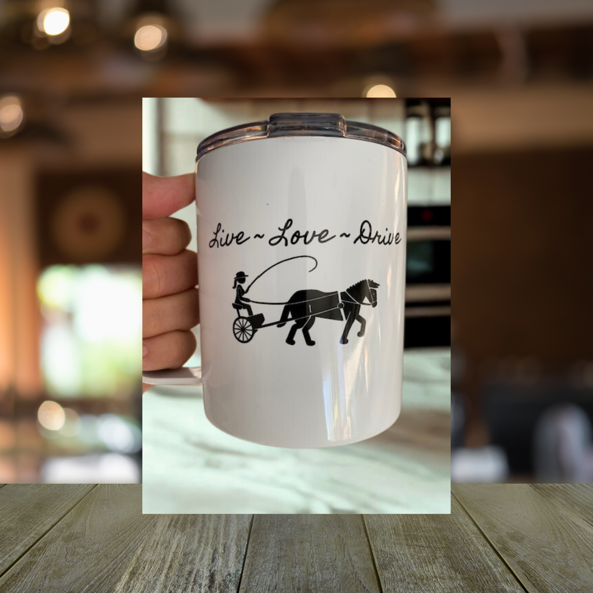 Live, Love, Drive. Stainless Steel 12 Mug with Lid